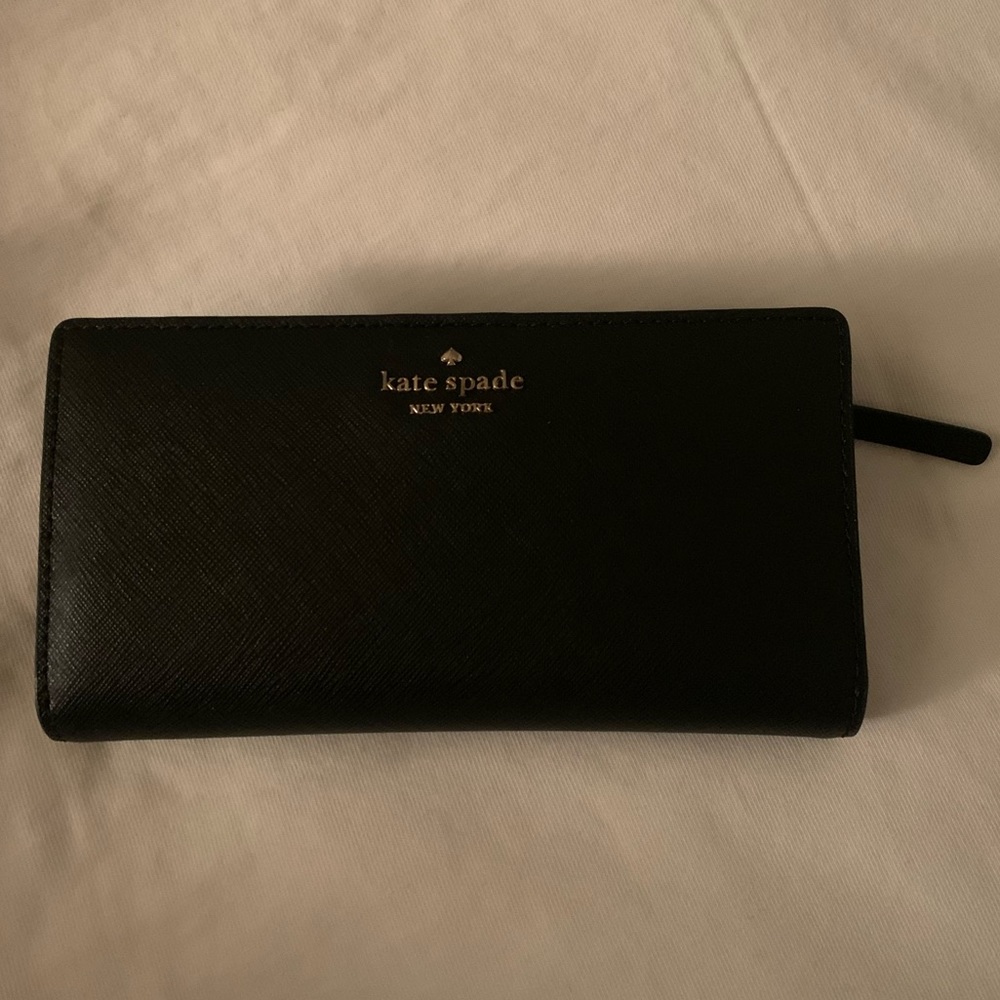 Kate Spade Black Staci Large Slim Bifold Wallet